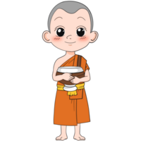 Cute buddhist monk cartoon png