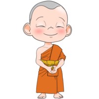 Cute buddhist monk cartoon png