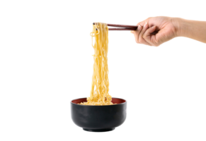 fideos palillos en un negro cuenco en un archivo png