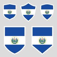 Set of El Salvador Flag in Shield Shape Frame vector