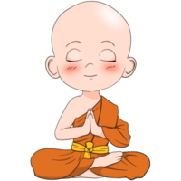 Cute buddhist monk cartoon png