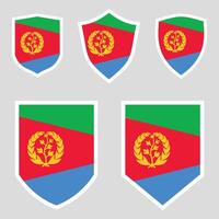 Set of Eritrea Flag in Shield Shape Frame vector