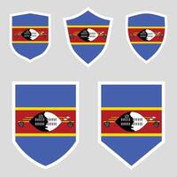 Set of Eswatini Flag in Shield Shape Frame vector