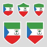 Set of Equatorial Guinea Flag in Shield Shape Frame vector