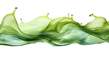 Green abstract liquid wave. Green pigment floating isolated. Blue liquid splash isolated png