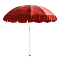 Red beach umbrella. Red parasol for beach use isolated. Beach umbrella or parasol png