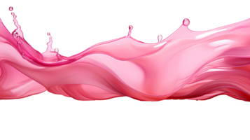 Pink abstract liquid wave. Pink pigment floating isolated. Pink liquid splash png