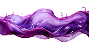 violet abstrait liquide vague. violet pigment flottant isolé. violet liquide éclaboussure png