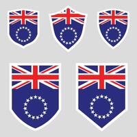 Cook Islands Set shield frame vector