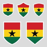 Ghana Flag Set shield frame vector