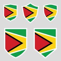 Guyana Flag Set shield frame vector