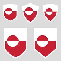 Greenland Flag Set shield frame vector