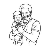 padre y hijo línea Arte diseño vector