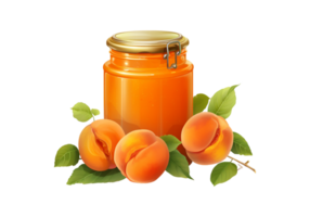 Apricot juice in glass jar isolated on transparent background png