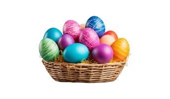 easter eggs in basket isolated on transparent background png