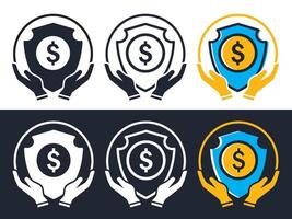 Money with security shield icon, simple design illustration, design style with different colors. easy to edit use for websites, apps, etc. vector