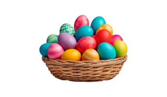 easter eggs in basket isolated on transparent background png