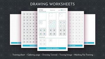 How to Draw a Pattern. Step by Step Drawing Tutorial. Draw Guide Worksheet. Simple Instruction for Kids and Adults vector