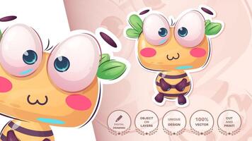 Bee Cartoon Character. Cute Amimal. Illustration for Kids vector