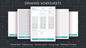 How to Draw a Pattern. Step by Step Drawing Tutorial. Draw Guide Worksheet. Simple Instruction for Kids and Adults vector