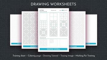 How to Draw a Pattern. Step by Step Drawing Tutorial. Draw Guide Worksheet. Simple Instruction for Kids and Adults vector