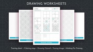 How to Draw a Pattern. Step by Step Drawing Tutorial. Draw Guide Worksheet. Simple Instruction for Kids and Adults vector