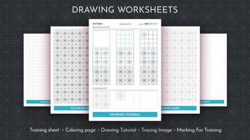 How to Draw a Pattern. Step by Step Drawing Tutorial. Draw Guide Worksheet. Simple Instruction for Kids and Adults vector