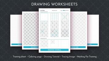 How to Draw a Pattern. Step by Step Drawing Tutorial. Draw Guide Worksheet. Simple Instruction for Kids and Adults vector