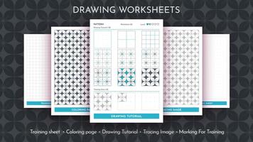 How to Draw a Pattern. Step by Step Drawing Tutorial. Draw Guide Worksheet. Simple Instruction for Kids and Adults vector