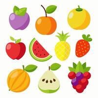 Fruits collection cartoon-style illustration vector