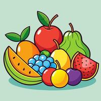 Fruits collection cartoon-style illustration vector