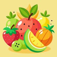 frutas colección estilo de dibujos animados ilustración vector