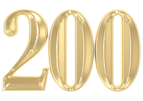 200 Gold Nummer 3d Rendern png