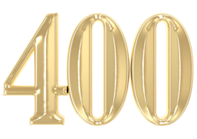 400 oro número 3d representación png