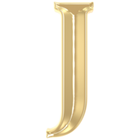 J Font Gold 3D Rendering png