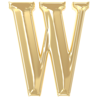 W Font Gold 3D Rendering png