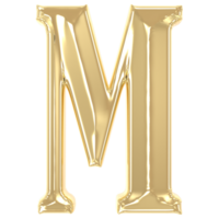 M Font Gold 3D Rendering png