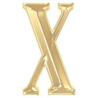 X Font Gold 3D Rendering png