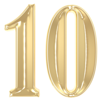 10 Gold Nummer 3d Rendern png