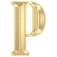 P Font Gold 3D Rendering png