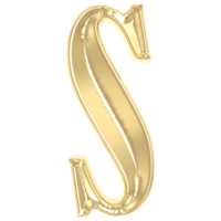 S Font Gold 3D Rendering png