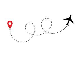 Airplane dotted route line the way airplane. Flying with a dashed line from the starting point and along the path. illustration vector