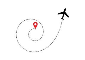 Airplane dotted route line the way airplane. Flying with a dashed line from the starting point and along the path. illustration vector