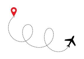 Airplane dotted route line the way airplane. Flying with a dashed line from the starting point and along the path. illustration vector