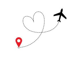 Airplane dotted route line the way airplane. Flying with a dashed line from the starting point and along the path. illustration vector