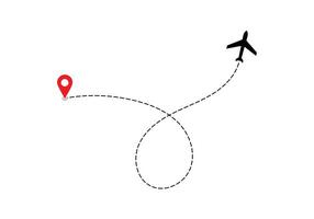 Airplane dotted route line the way airplane. Flying with a dashed line from the starting point and along the path. illustration vector