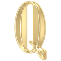 q fuente oro 3d representación png