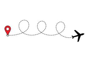 Airplane dotted route line the way airplane. Flying with a dashed line from the starting point and along the path. illustration vector