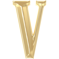 V Font Gold 3D Rendering png