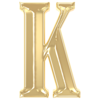 K Font Gold 3D Rendering png